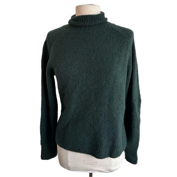 Lafayette 148 Forest Green Boucle Cashmere Turtleneck Sweater - Picture 1 of 5